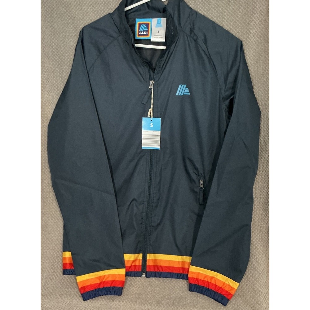 NWT ALDI Gear Navy Blue Full Zip Employee Windbreaker‎ Jacket Sz Small